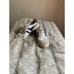 Gola Badminton Canvas Suede Low Top Sneakers cream Navy Blue men Size 10